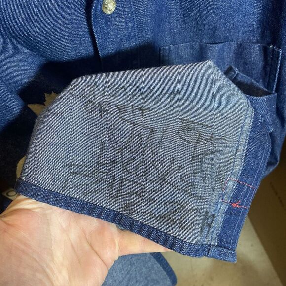 Dickies Denim BSIDE Collab SIGNED Astronaut Graphic Long Sleeved Shirt Men's S - Picture 5 of 9